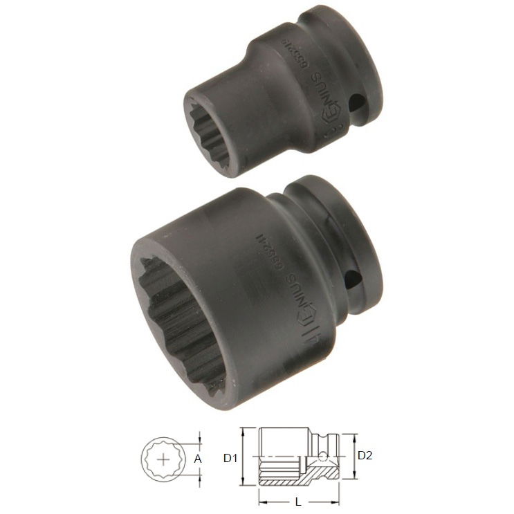 Genius Tools 655234 3/4"-os 12 lapú gépi dugókulcs fej, 34 mm termék fő termékképe